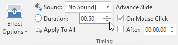 Modifying the transition duration