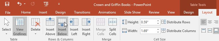 inserting a row