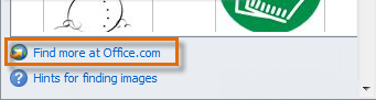 A link to more clip art at the Microsoft Office website