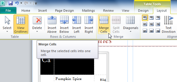 The Merge Cells command