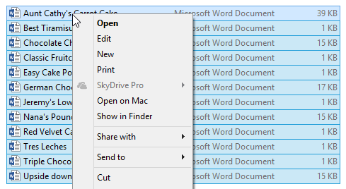 right-clicking files to open menu