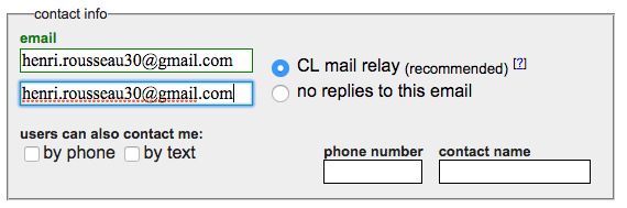 entering a contact email address