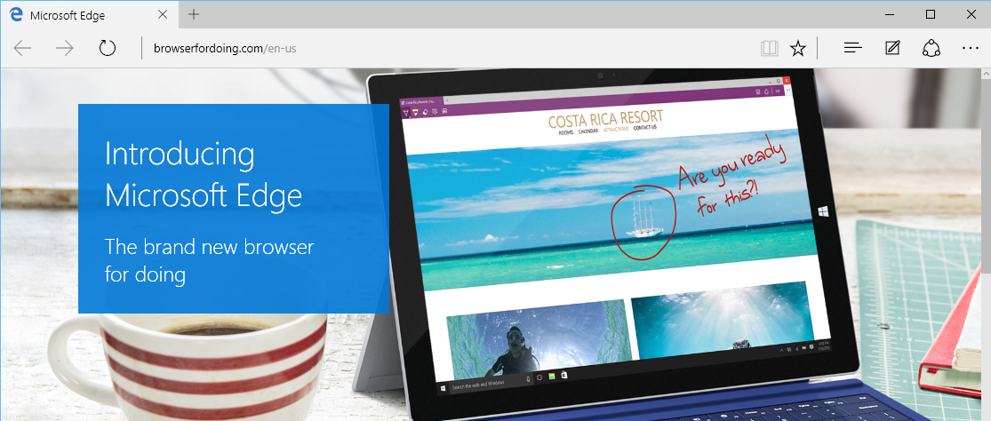 the new Microsoft Edge browser for Windows 10