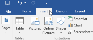 navigating to the insert tab