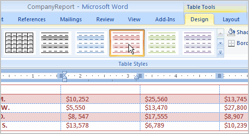 Table Styles