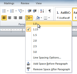 Changing the line spacing