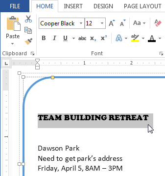 Screenshot of Word 2013