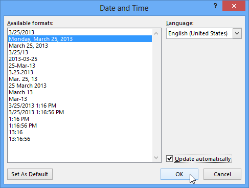 Screenshot of Word 2013