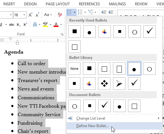 Screenshot of Word 2013