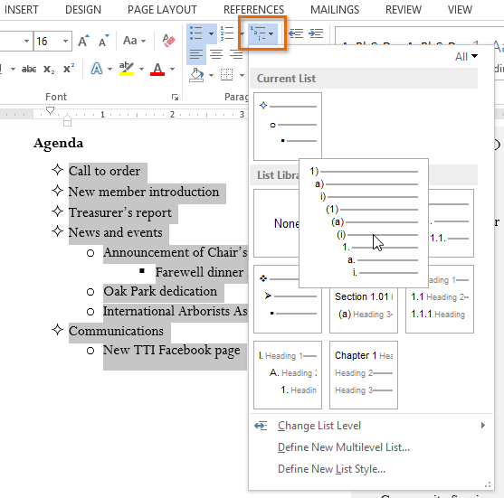 Screenshot of Word 2013