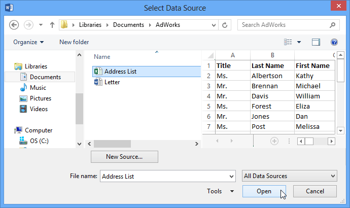 Screenshot of Word 2013