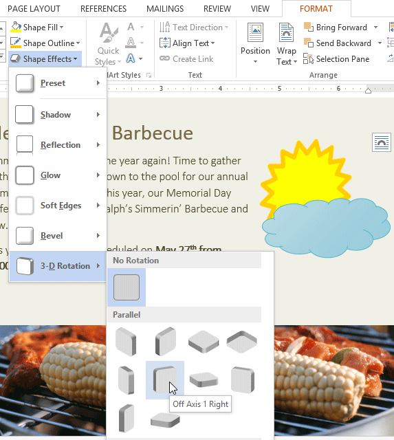 Screenshot of Word 2013