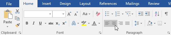 Paragraph alignment commands