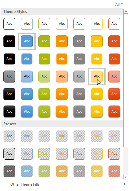 Selecting a shape style