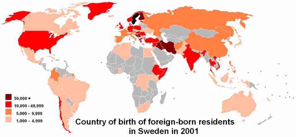 Country of Birth of Swedes in 2001