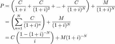 Bond price formula