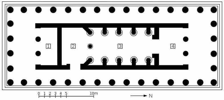 Iktinos. Temple of Apollo Epicurius at Bassae (plan)