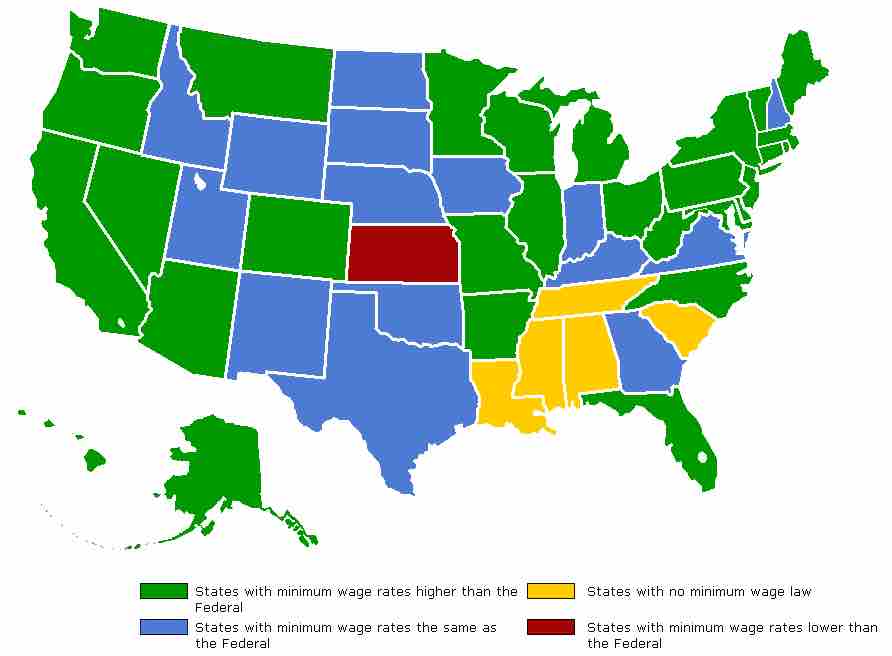 U.S. Minimum Wage Map, 2007