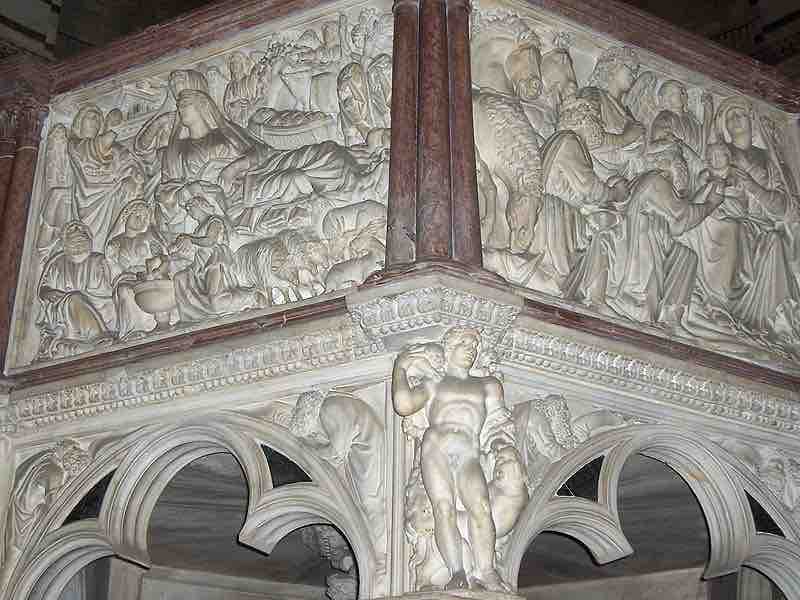 Detail of the pulpit at Pisa Baptistery