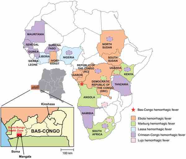 Countries affected by viral hemorrhagic fever (VHF) outbreaks