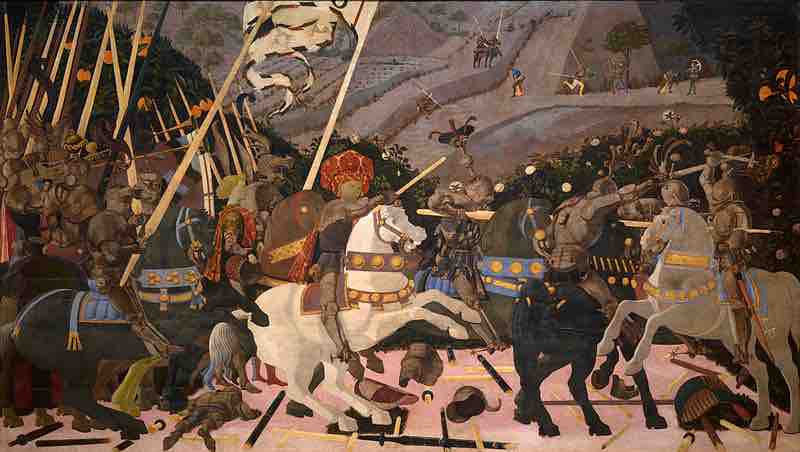 Niccolò Mauruzi da Tolentino at the Battle of San Romano by Paolo Uccello, 1438–1440