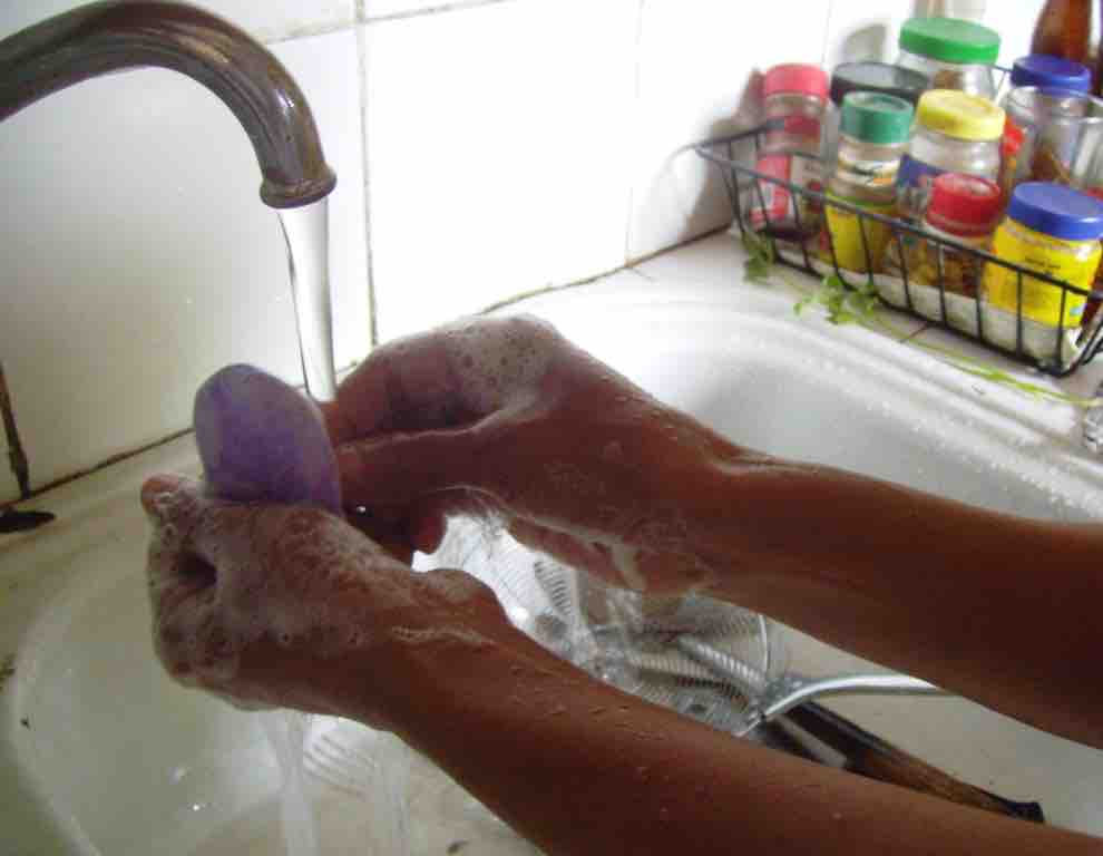 Hand washing with soap