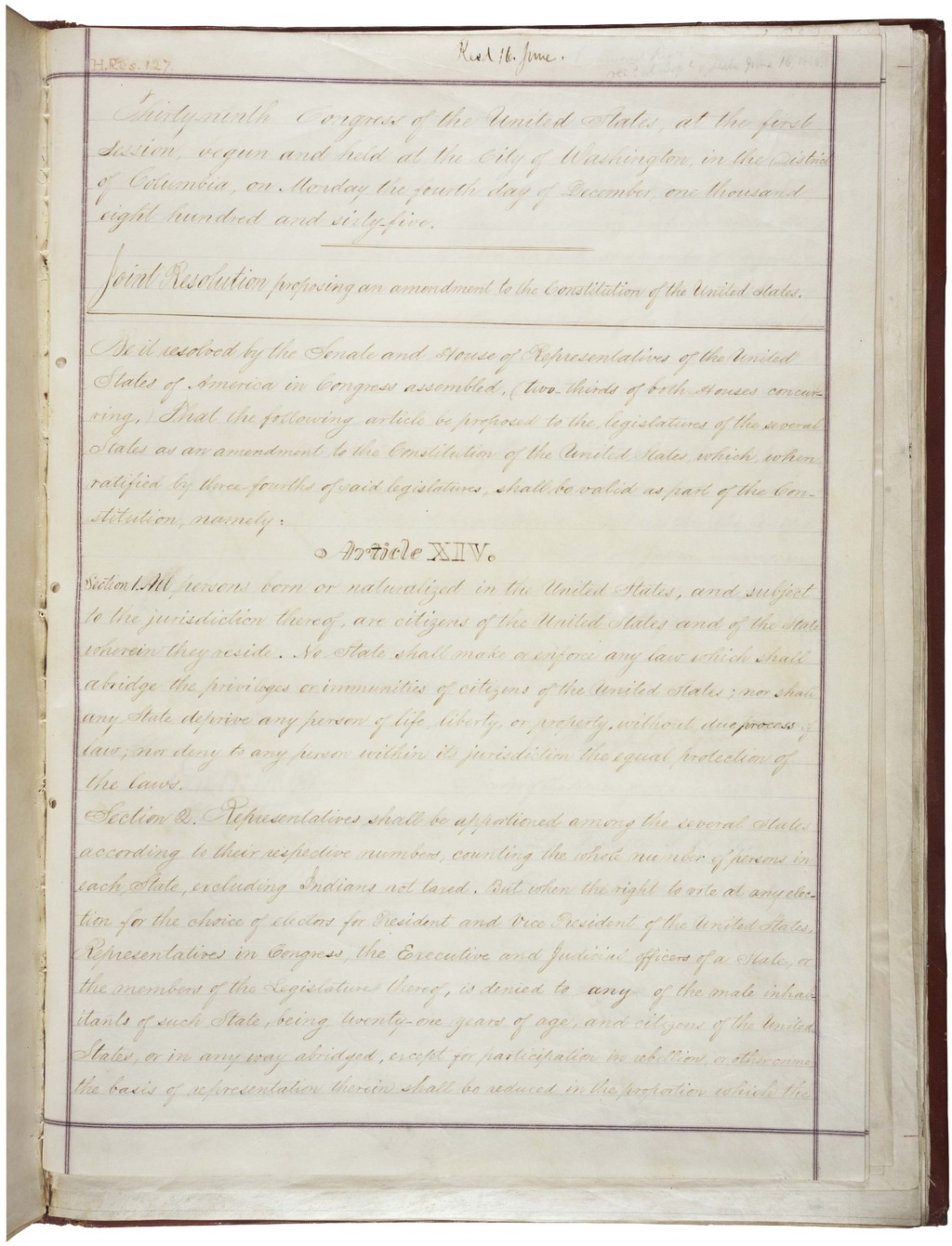 The Fourteenth Amendment of the U.S. Constitution