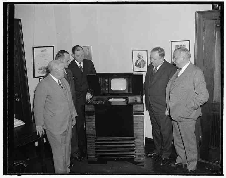 FCC Commissioners inspect the latest in television (1939).