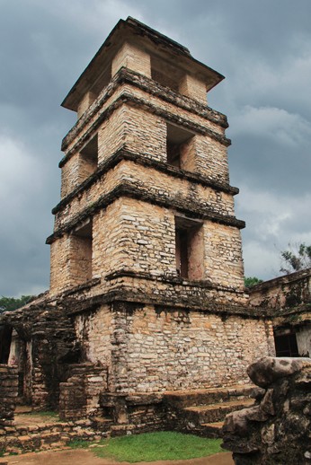 The Palace's Observation Tower with mansard roof, Palenque, Mexico, Late Classic period 