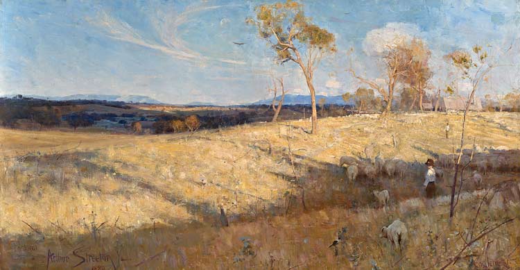 Golden Summer, Eaglemont (1889) oil-on-canvas, by Arthur Streeton (1867–1943)