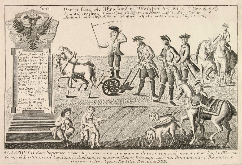 
Joseph II is plowing the field near Slawikowitz in rural southern Moravia on 19 August 1769.

