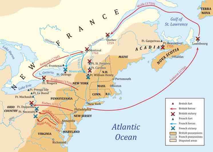 Map of the French and Indian War