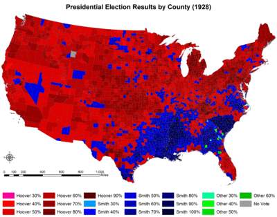 Presidential Election Results by County, 1928