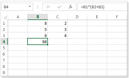 Image shows a segment of an Excel worksheet with data in Column B, a formula in cell B4, and data prepared in Column C.