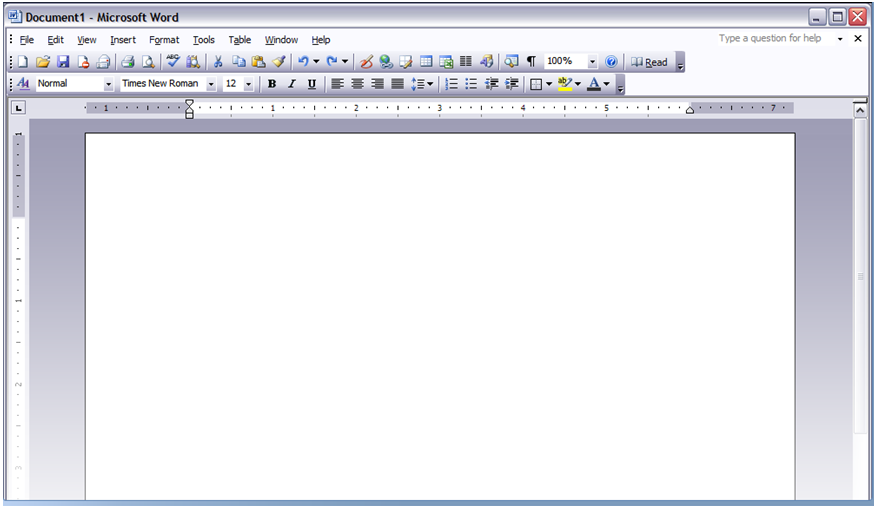 Screenshot of Microsoft Word 2003 Interface