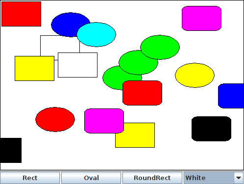 screenshot from ShapeDraw, showing several shapes in its drawing area