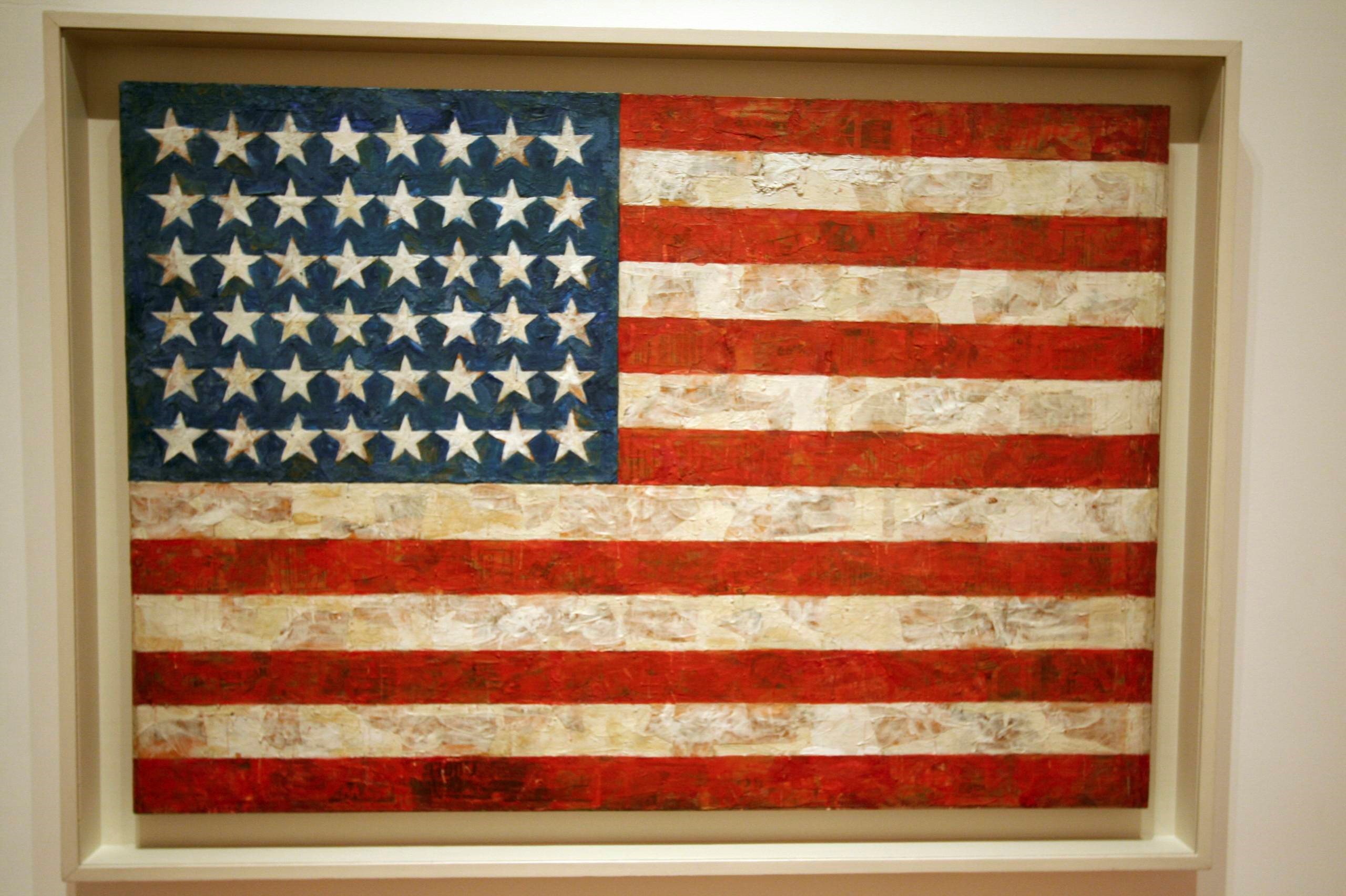 Jasper Johns, 'Flag', encaustic, oil, and collage on fabric mounted on plywood