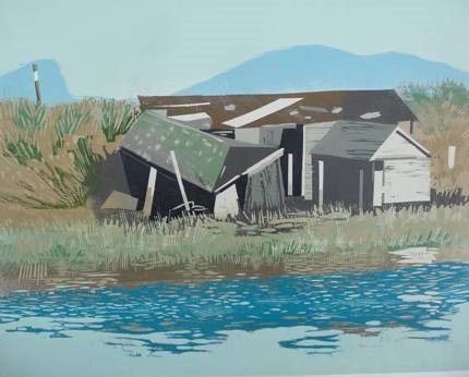 Christopher Gildow, 'Boathouse', 2007, from the Stillaguamish Series. Reduction woodcut print