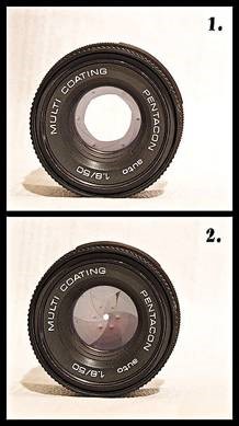 Top: Large aperture. Bottom: Small aperture.