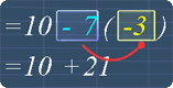 Multiply -7 with -3 to get +21