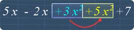 Add terms +3x^2 and +5x^2 to get +8x^2