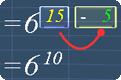 Minus the exponents, 15 with 5 gives 6 to the power of 10