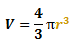 volume of a sphere, V = 4/3*pi*r^3