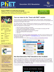 Screenshot of the December 2013 PhET newsletter