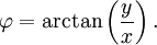 {\varphi}=\arctan \left( {\frac{y}{x}} \right).