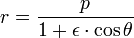 r=\frac{p}{1+\epsilon\cdot\cos\theta}