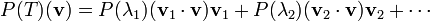 P(T)(\mathbf{v}) = P(\lambda_1) (\mathbf{v}_1 \cdot \mathbf{v}) \mathbf{v}_1 + P(\lambda_2) (\mathbf{v}_2 \cdot \mathbf{v}) \mathbf{v}_2 + \cdots 