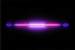 Vial containing a violet glowing gas