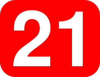 File:21 white, red rounded rectangle.svg