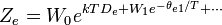 Z_e = W_0 e^{kT D_e + W_1 e^{-\theta_{e1}/T} + \cdots}